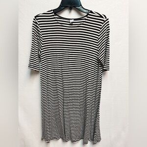 Old Navy Black and White Striped Tee Dress